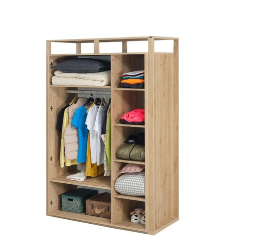 Dafne Italian Design Armadio tre ante colore grigio antracite e legno chiaro misura cm. 147x205x62