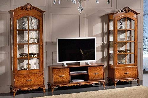 Dafne Italian Design Vetrina sinistra 1 anta 1 cassetto, noce scuro -cm: 80 cm - 44 cm - H 210 cm ? 0,85 Mc ? Stile classico - - 100% Made in Italy (SF17)