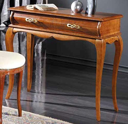 Dafne Italian Design Consolle, un cassetto, noce scuro -cm: 89,5 cm - 34 cm - H 77,5 cm Stile classico - 100% Made in Italy (GF17)