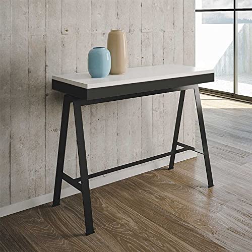 Dafne Italian Design Consolle allungabile Banco Evolution Bianco Frassino Telaio Antracite