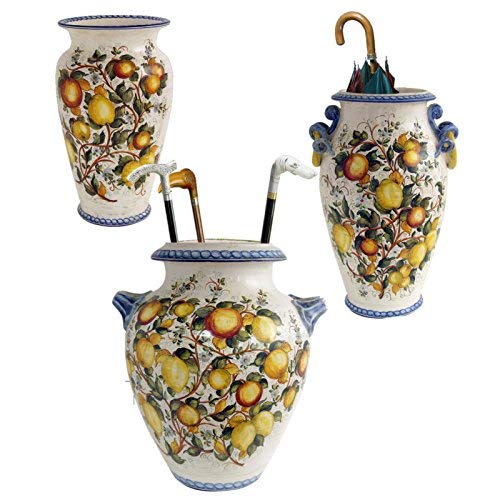 Dafne Italian Design Set 3 portaombrelli in ceramica artistica di Castelli, Dimensioni: h cm 50 x � cm 29 - h cm 55 x � cm 36 - h cm 62 x h cm 54