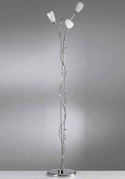 Dafne Italian Design Piantana 3 luci senza lampadine cm. 45 x 45 x 195h - con cristalli - compatibile con lampadina classe; A, A+, A++ - materiali: ferro - (STL)