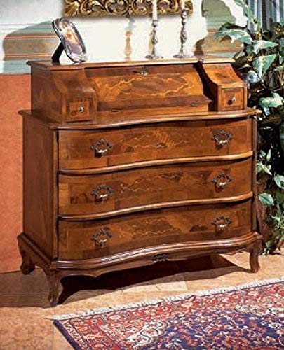Bureau -cm: L 112 P 58 H 106 cm - 2 cassetti alle spalle del vano - 3 cassetti inferiori - in noce - 100% Made in Italy -(DF18)