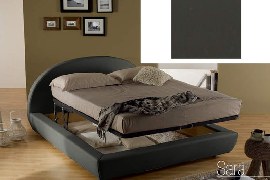 Dafne Italian Design Letto matrimoniale contenitore, similpelle, nero - 194x220 H114 cm - per materasso 160x190-100% Made in Italy (SFI)