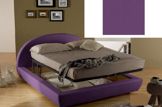 Dafne Italian Design Letto matrimoniale contenitore, similpelle, viola - 194x230xH114 cm - per materasso 160x200-100% Made in Italy