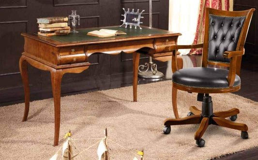 Dafne Italian Design Scrivania da Studio con poltroncina Girevole, Stile Classico (cm. L. 150 - H. 82 - P. 70) (TVG)
