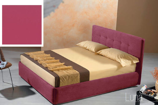 Dafne Italian Design Letto una piazza e mezza contenitore, similpelle lavabile, colore rosa scuro - Dimensioni: Larghezza 136 x 210 x H 100 cm - per materasso 120 x 190. - 100% Made in Italy (SFI)