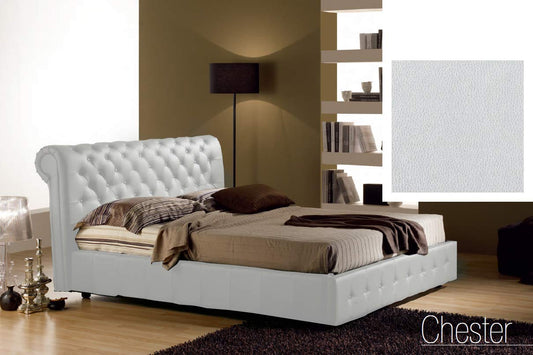 Letto matrimoniale contenitore, similpelle lavabile, lavorazione capitonn?, colore bianco - Dimensioni: Larghezza 180 x 236 x H 114 cm - per materasso 160 x 200. - 100% Made in Italy (SFI)