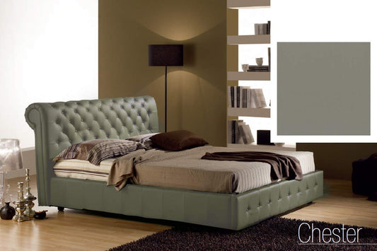 Letto matrimoniale contenitore, similpelle lavabile, lavorazione capitonn?, colore grigio - Dimensioni: Larghezza 180 x 236 x H 114 cm - per materasso 160 x 200. - 100% Made in Italy (SFI)