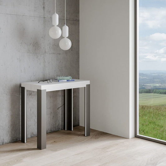 Dafne Italian Design Consolle allungabile Linea Bianco Frassino Telaio Antracite