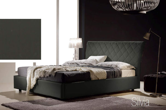 Letto una piazza e mezza contenitore, similpelle lavabile, trapuntato, colore nero - Dimensioni: Larghezza 138 x 218 x H 110 cm - per materasso 120 x 190. - 100% Made in Italy (SFI)
