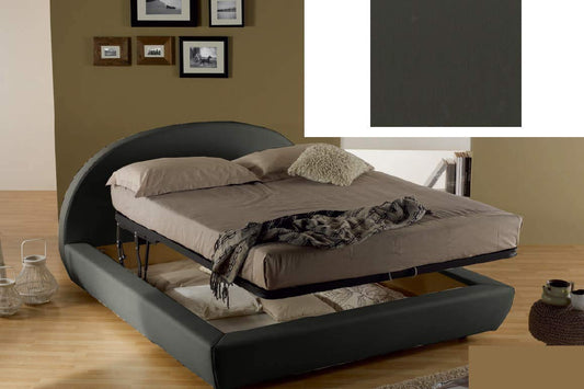 Dafne Italian Design Letto matrimoniale contenitore, similpelle, nero - 194x230xH114 cm - per materasso 160x200-100% Made in Italy