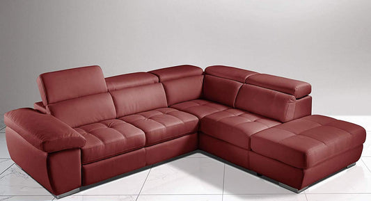 Dafne Italian Design Divano Letto angolare 3 posti con penisola a Destra. Similpelle Bordeaux (cm. 285 x 245 x 97h)