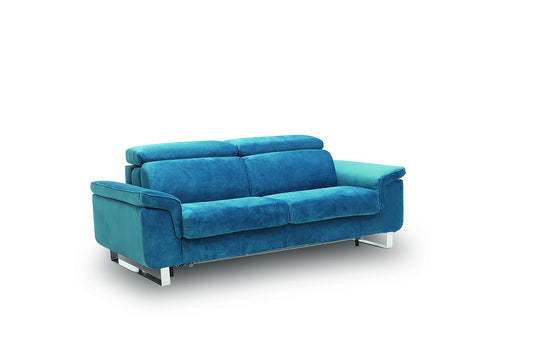 Dafne Italian Design Divano letto tre posti in tessuto colore azzurro - misure cm. L 228 l 109 H 85 - Made in Italy