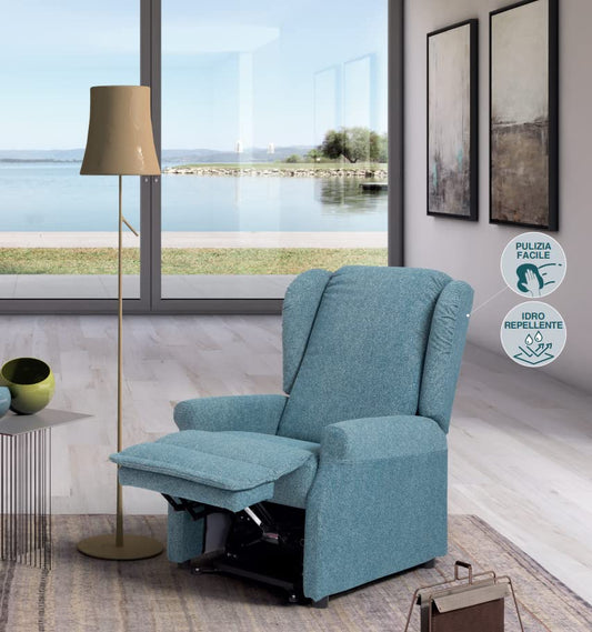 Dafne Italian Design Poltrona relax in tessuto aquaclean colore rosso - misure cm. L 78 l 90 H 113 - Made in Italy