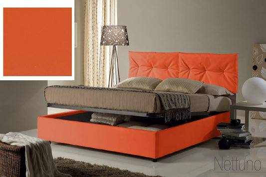 Dafne Italian Design Letto matrimoniale contenitore, similpelle, arancione - 174x215x102 cm - per materasso 160x200-100% Made in Italy