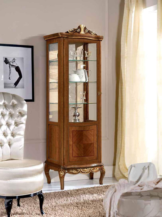 Dafne Italian Design Vetrinetta Stile Classico Noce (cm. L. 64 - P. 40 - H. 199) (TVG)