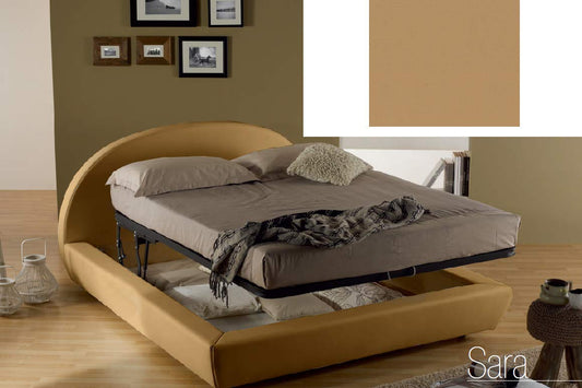 Dafne Italian Design Letto matrimoniale contenitore, similpelle lavabile, colore beige scuro - Dimensioni: Larghezza 194 x 230 x H 114 cm - per materasso 160 x 200. - 100% Made in Italy (SFI)