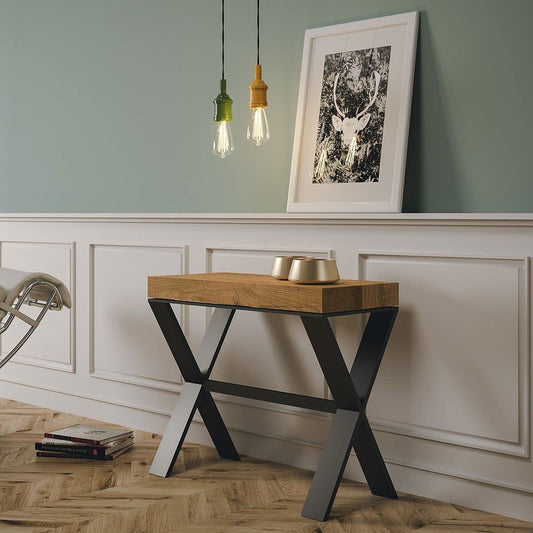 Dafne Italian Design Consolle allungabile Xenia Small Quercia natura Telaio Antracite