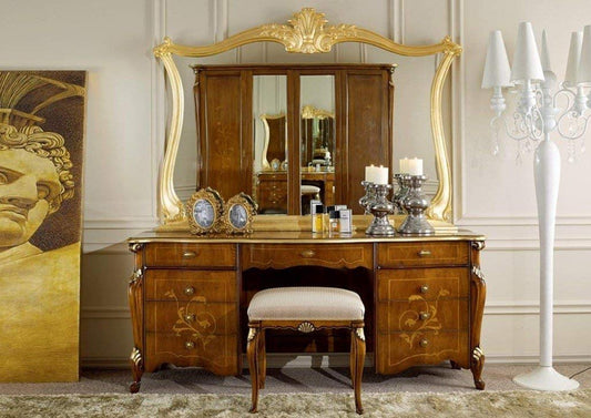 Dafne Italian Design Set completo Toeletta/tavolino da trucco composto -cm: 161 cm - 8 cm - H 124 cm - 0,18 Mc - Stile classico - 100% Made in Italy (SF17)