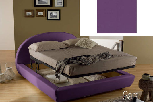 Dafne Italian Design Letto matrimoniale contenitore, similpelle lavabile, colore viola - Dimensioni: Larghezza 194 x 220 x H 114 cm - per materasso 160 x 190. - 100% Made in Italy (SFI)