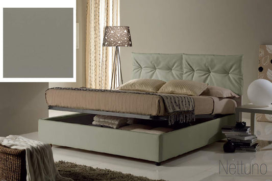 Dafne Italian Design Letto una piazza e mezza con contenitore, similpelle grigio - 134x205xh.102 cm - per rete 120 x 190. - 100% Made in Italy (SFI)
