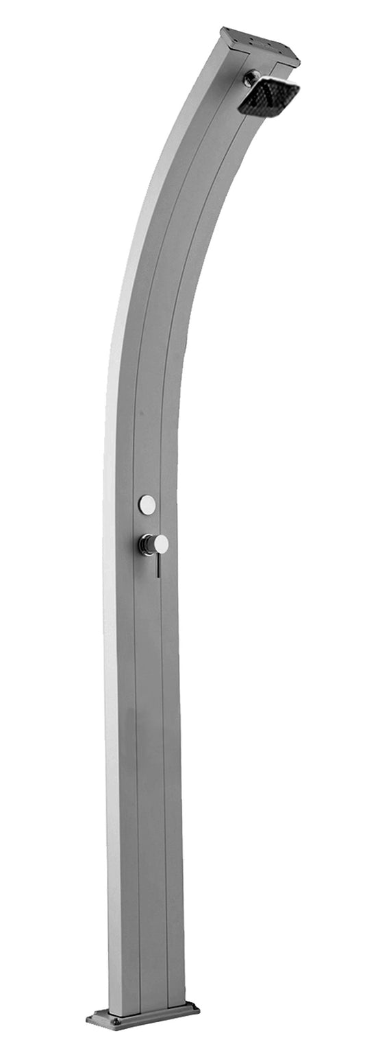 Doccia classica da interno e esterno Arkema Spring Ingresso acqua calda e acqua fredda regolabile con Miscelatore Doccia Curva Altezza 224 cm ARKEMA A105 9007 Verniciata Inox