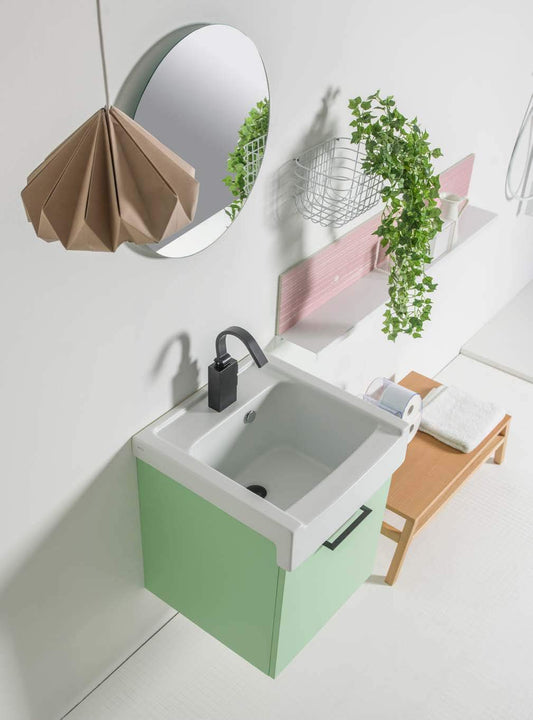 Dafne Italian Design Mobile da bagno in alluminio bianco e verde (cm. L52 x P50 x H62)