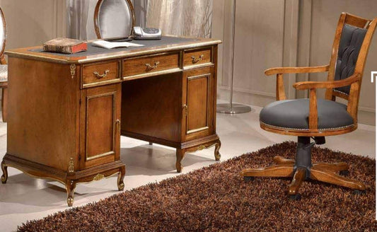 Dafne Italian Design Scrivania da Studio con poltroncina, Stile Classico (cm. L. 130 - P. 65- H. 80) (TVG)