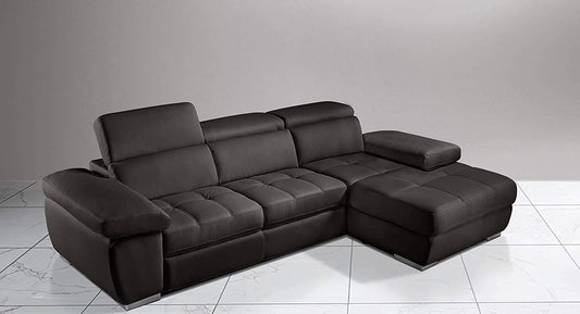 Dafne Italian Design Divano Letto angolare 3 posti con penisola a Destra. Similpelle Elephant (cm. 265 x 182 x 97h)