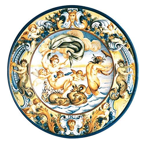 Dafne Italian Design Piatto in ceramica artistica di Castelli Italia fatto e dipinto a mano Il trionfo di Galatea - diametro 50 cm. Aulica 11
