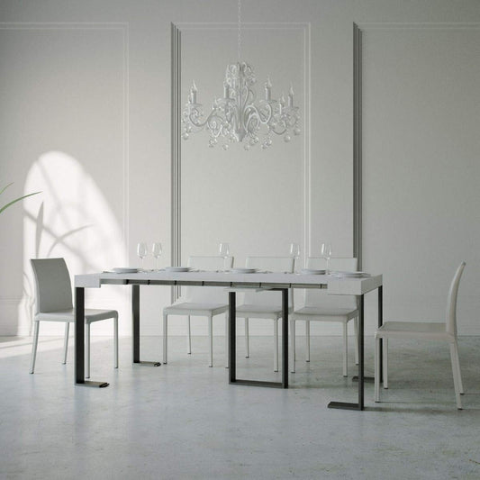 Dafne Italian Design Consolle allungabile Sintesi Small Bianco Frassino Telaio Antracite