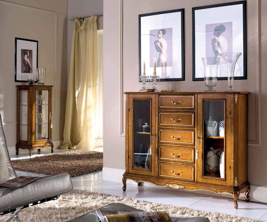 Dafne Italian Design Vetrinetta Stile Classico Noce (cm. L. 120 - P. 35 - H. 101) (TVG)