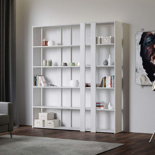 Dafne Italian Design Libreria Composizione A Kato 6R 2 fianchi 4 fasce lunghe Bianco Frassino