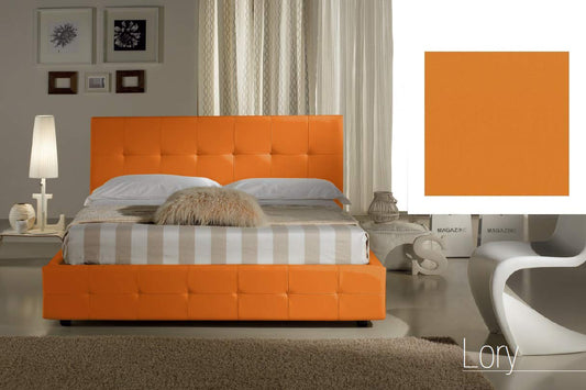 Dafne Italian Design Letto matrimoniale contenitore, similpelle lavabile, colore arancione - Dimensioni: Larghezza 176 x 210 x H 100 cm - per materasso 160 x 190. - 100% Made in Italy (SFI)