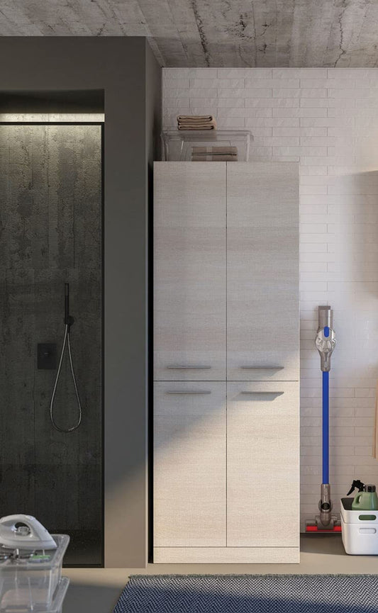Dafne Italian Design Mobile Lavanderia Porta Lavatrice Rovere Tranchè Chiaro Misura Colonna L.70cm P.62cm