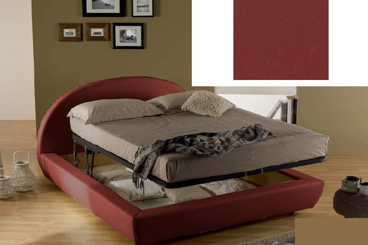 Dafne Italian Design Letto matrimoniale contenitore, similpelle, rosso scuro - 194x22 xH114 cm - per materasso 160x190-100% Made in Italy (SFI)