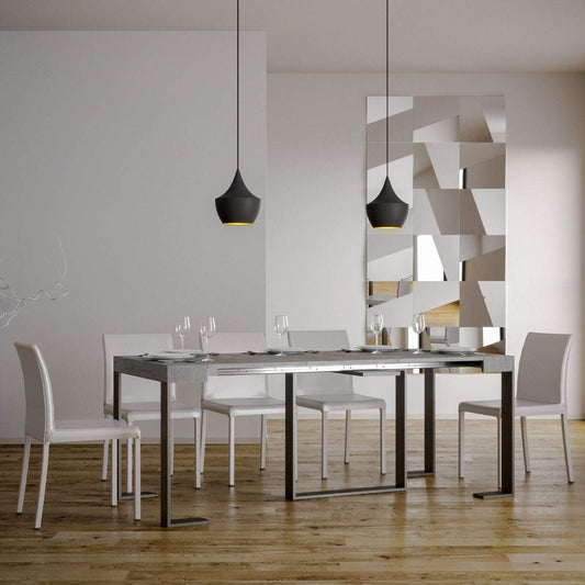 Dafne Italian Design Consolle allungabile Futura Small Cemento Telaio Antracite