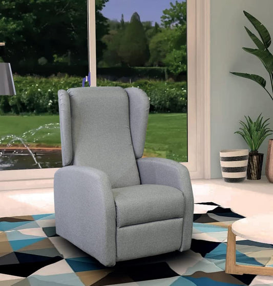 Dafne Italian Design Poltrona relax in tessuto antimacchia aquaclean colore grigio chiaro - misure cm. L 69 l 88 H 112 - Made in Italy