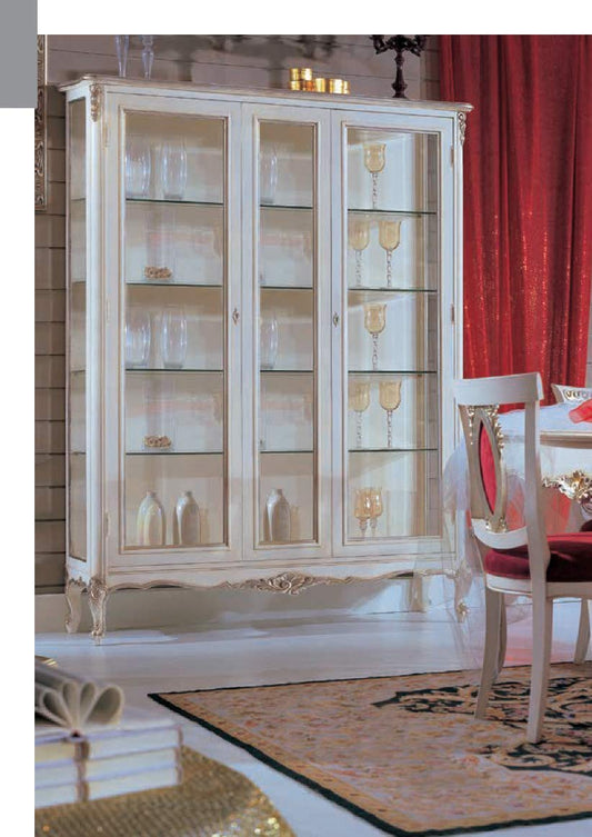 Dafne Italian Design Vetrina Stile Classico Bianco Laccato (cm. L. 165 - P. 50 - H. 215) (VGG)