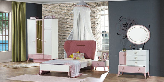 Dafne Italian Design TUTTOCAMERETTE.IT - Cameretta completa per ragazzi stile essenziale rosa comprende letto – comodino – armadio – scrivania - [LVT]