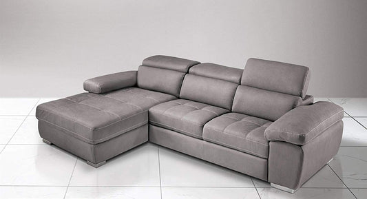 Dafne Italian Design Divano Letto angolare 3 posti con penisola a Sinistra. Similpelle Effetto Nabuk Talpa (cm. 265 x 182 x 97h)