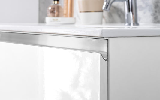 Dafne Italian Design Mobile da bagno Vichy finitura bianco lucido, sospeso cm. 81x46x189 (base, lavabo, specchio)