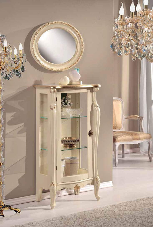 Dafne Italian Design Vetrinetta Stile Classico Laccato Bianco (cm. L. 60 - P. 40 - H. 120) (TVG)