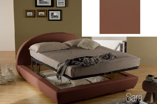 Dafne Italian Design Letto matrimoniale contenitore, similpelle lavabile, colore marrone - Dimensioni: Larghezza 194 x 230 x H 114 cm - per materasso 160 x 200. - 100% Made in Italy (SFI)