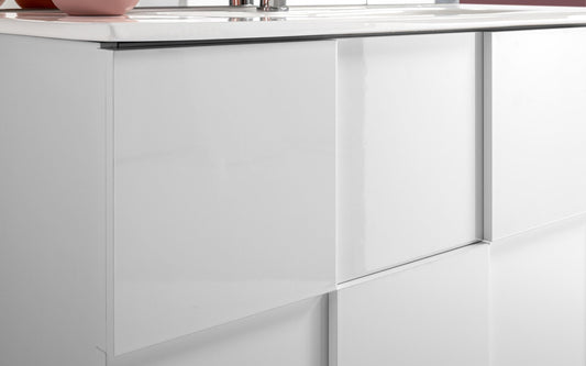 Dafne Italian Design Mobile da bagno componibile Dame colore bianco lucido cm. 120 x 45 x 85 (base, lavabo, specchio, pensile)