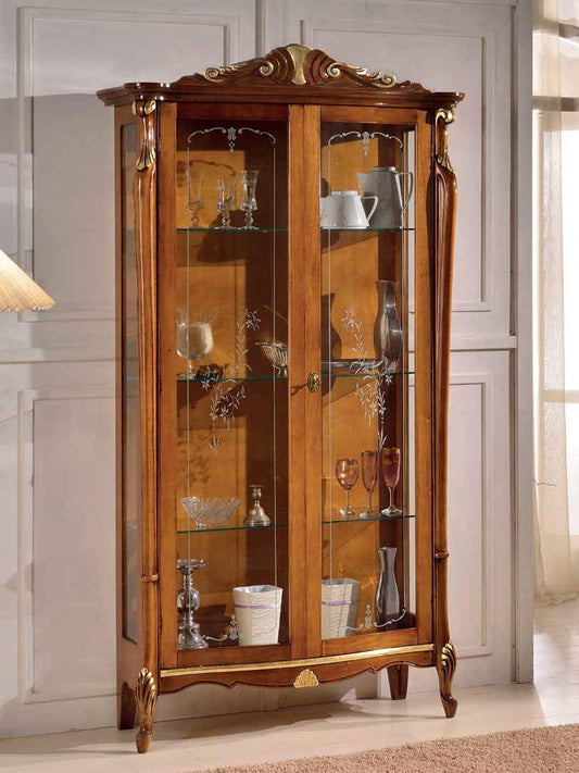 Dafne Italian Design Vetrina Stile Classico Noce (cm. L. 109 - P. 40 - H. 212) (TVG)