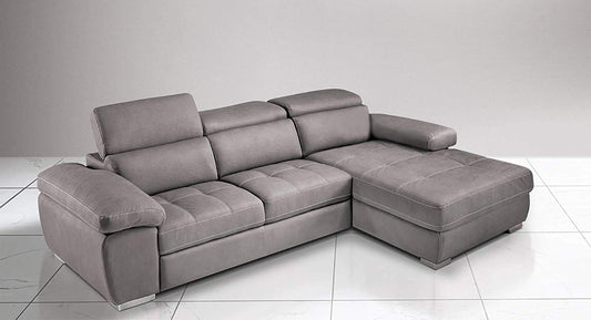 Dafne Italian Design Divano Letto angolare 3 posti con penisola a Destra. Similpelle Effetto Nabuk Talpa (cm. 265 x 182 x 97h)