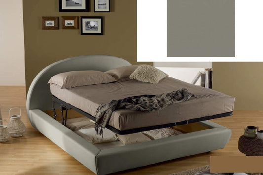 Dafne Italian Design Letto matrimoniale contenitore, similpelle, grigio - 194x230xH114 cm - per materasso 160x200-100% Made in Italy