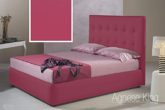 Dafne Italian Design Letto matrimoniale contenitore, similpelle lavabile, bordeaux - 176x210xH140 cm - per materasso 160x190-100% Made in Italy